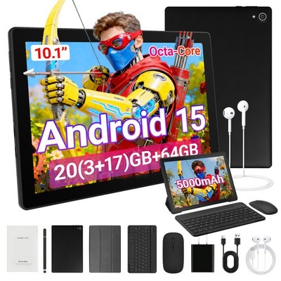 2026 Newest Android 15 8-Core 10inch Tablet,20GB 64GB ROM Widevine L1 Wifi Touch