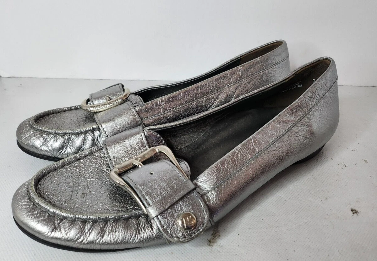 Loafers Size 6 Silver Metallic Slip On Flat Shoes | eBay