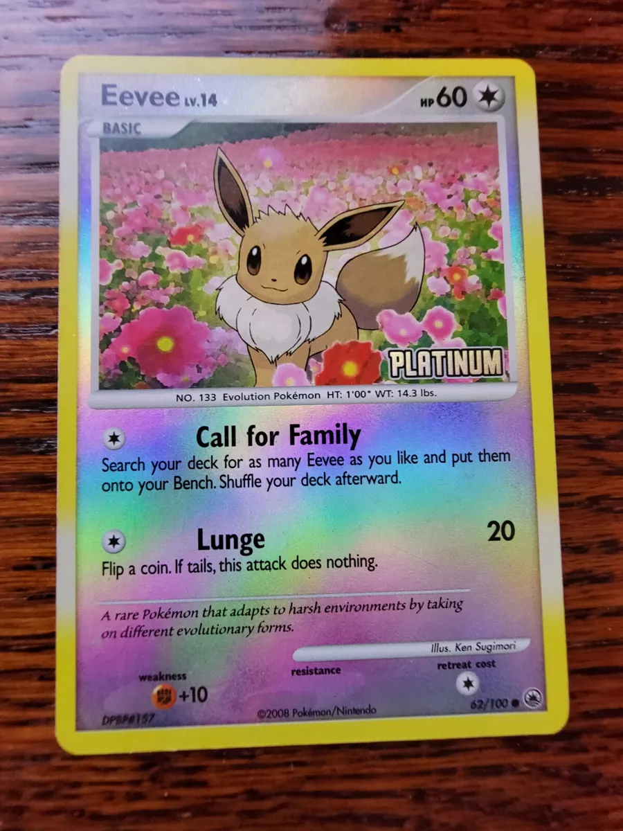 Pokemon Eevee Platinum Reverse Holo 62/100 Burger King Promo TCG Card MP