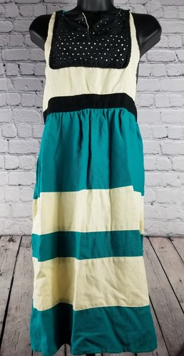 Apron Stripe Kitchen Turquoise Black Ivory Modern Rustic Super Cute Tie Back  - Afbeelding 2 van 8