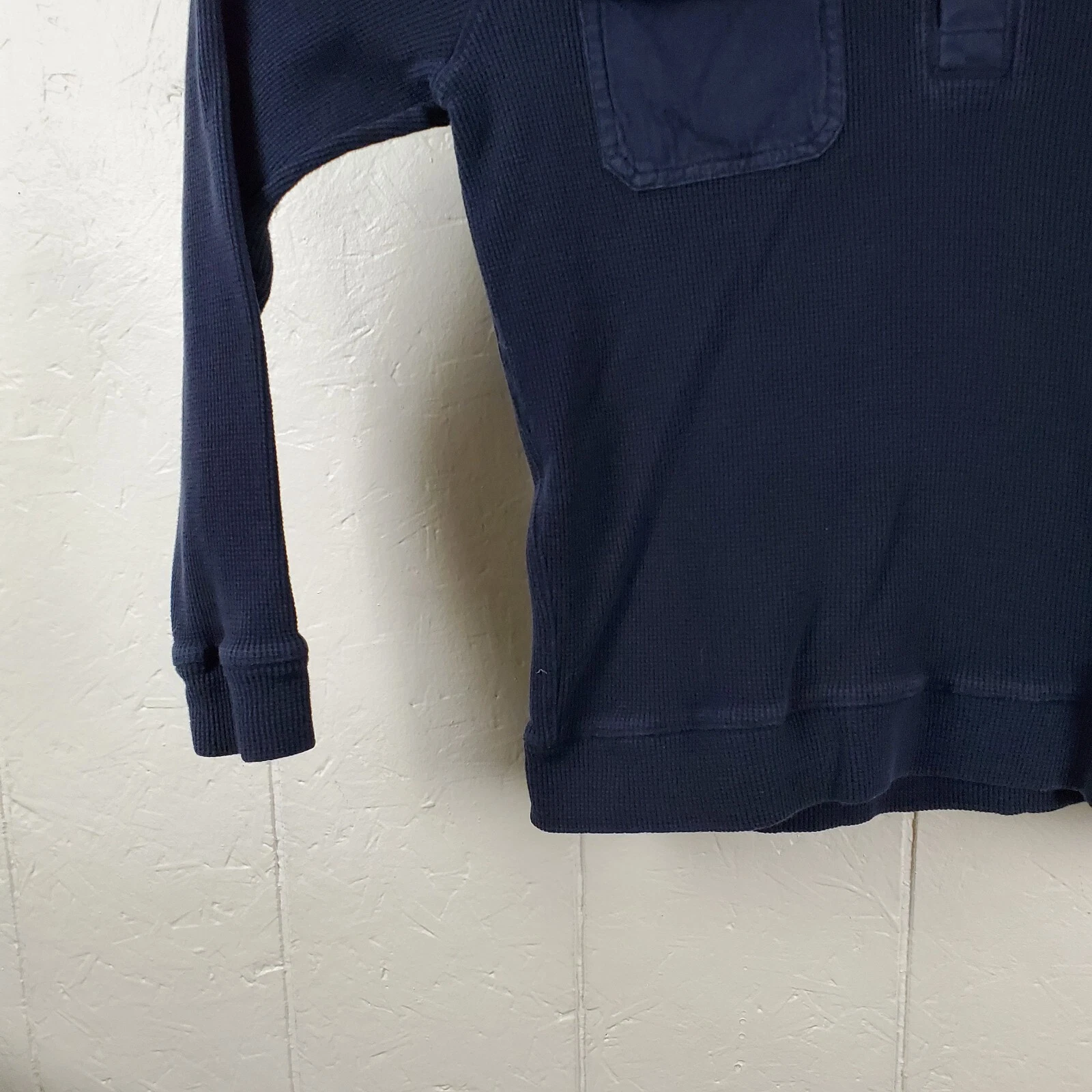 Michael Kors Felpa con Cappuccio Uomo Grande Blu Henley 1 4 Bottone Manica Lunga Tasca Elasticizzata