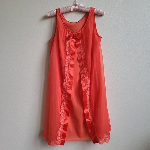 Vanity Fair Babydoll Overlay Nightgown Coral Lingerie… Gem