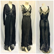 Rare Mae West Owned 2 Pc Negligee Robe Set with COA Black 1920s 1930s Hollywood