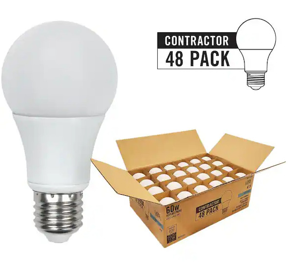 48 Pack - A19 9w (60 Watt Eq.) Daylight 5k 800lumen Non-dimm