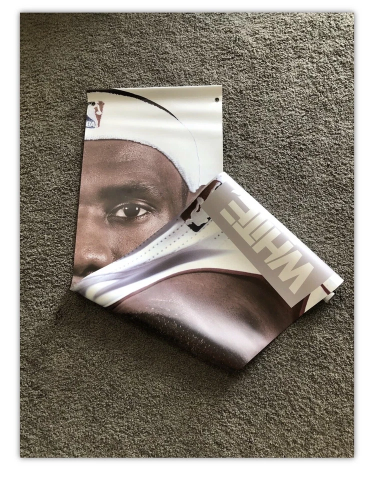 Raro Lebron James Banner 2014 Miami Heat Playoffs Banner/Blanco Caliente 4’ X 15” Foto 2 de 4