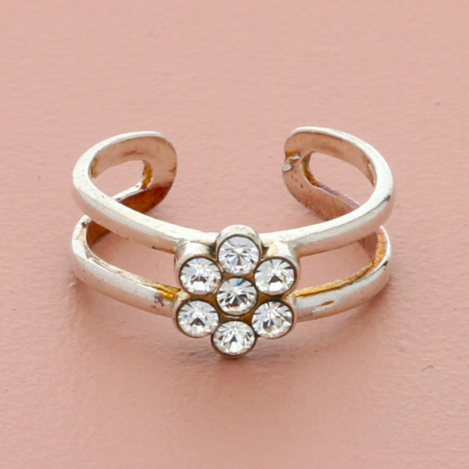 ⚡️clearance⚡️ sterling silver crystal flower toe ring size 3.5