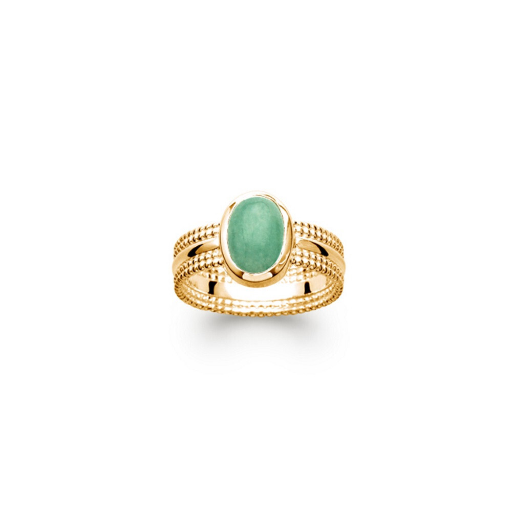Bague aventurine véritable plaqué or pour illuminer vos tenues de bureau