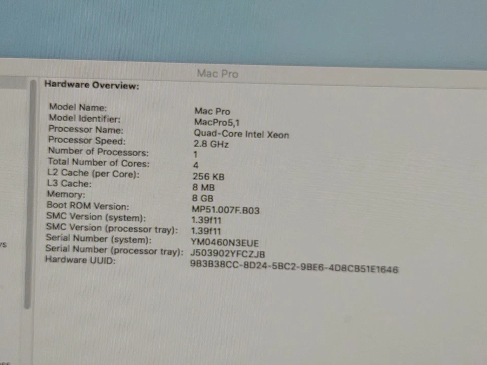 Apple Mac Pro 5.1 2010 2.8GHz Xeon W3530 8Gb 500G Nvidia GT 120 OSX A1289 - Image 4 of 4
