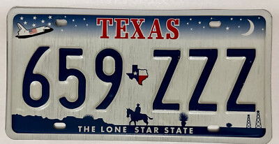 TEXAS Space Shuttle License Plate TX #659-ZZZ | eBay