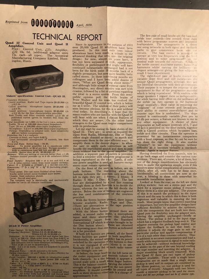 Quad 22 Control Unit 2 Power Amp Vintage Manual Instructions eBay