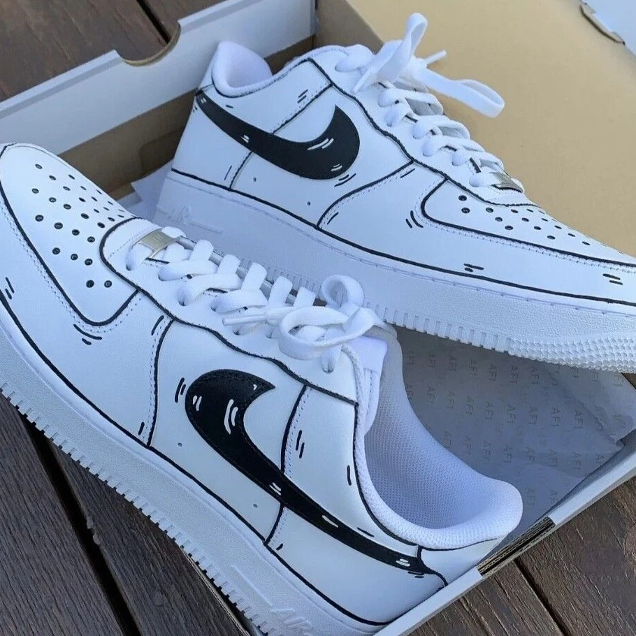 Nike Air Force 1 Low White Custom paint shoes (Black)