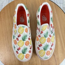 Vans Classic Slip On Sneakers Tropical Fruit Glitter Print Size 3 Youth Big Kid