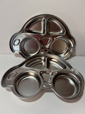 Pinkfong Pink Fong Baby Shark Stainless Steel Plate Tray Lunch LOT 2 Car Shaped