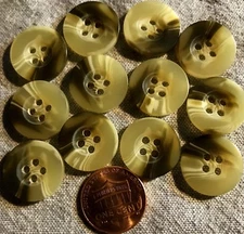 12 Beige & Brown Swirl Concave Plastic Sew-through Buttons 11/16" 17.5mm # 4825