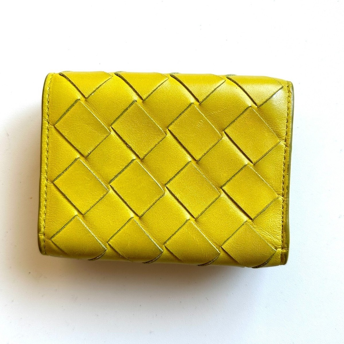 BOTTEGA VENETA Authentic Leather Trifold wallet cassette yellow | eBay