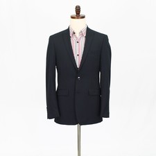 Calvin Klein 38R Black Sport Coat Blazer Jacket Striped 2B Wool