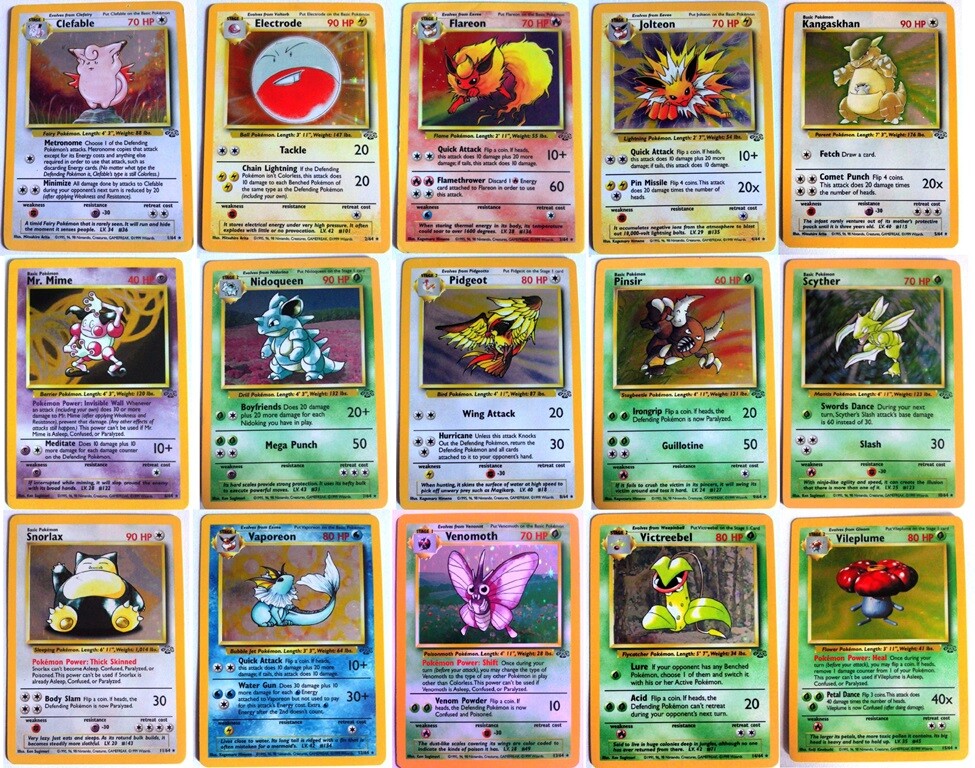 Pokemon JUNGLE Cards Holo Rare Official Trading SET Wizards of the