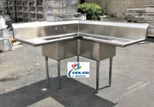 NEW Corner Stainless Steel Sink 3 Compartment Commercial Kitchen Restaurant NSF