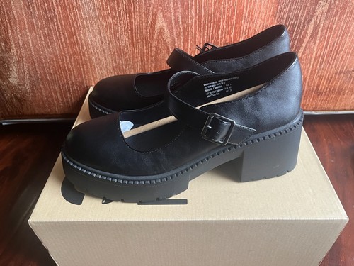 Madden NYC Lug Maryjane tacchi neri con/cinturini regolabili taglia 9 nuovi con scatola - Foto 5 di 8