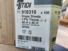 (100 Pk) TIDI 918310 Drape Sheet, Patient, 3-Ply Tissue, White, 40" x 48"