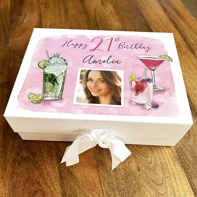 Cocktails Pink Girl Photo Any Age 21st Personalised Keepsake