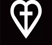 White heart with cross religious car decal sticker bumper tailgate laptop