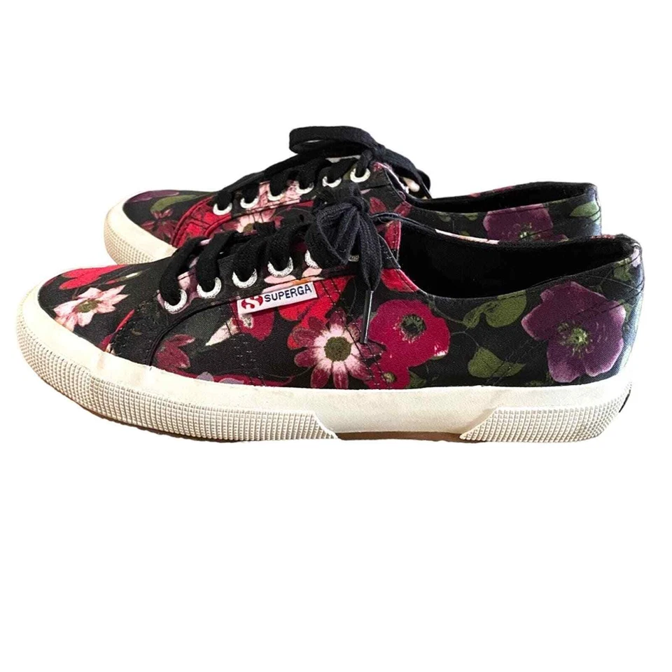 Superga Womens Shoes Size 8 Floral satin Lace Up Sneakers 8 / 39 - Image 4 of 4