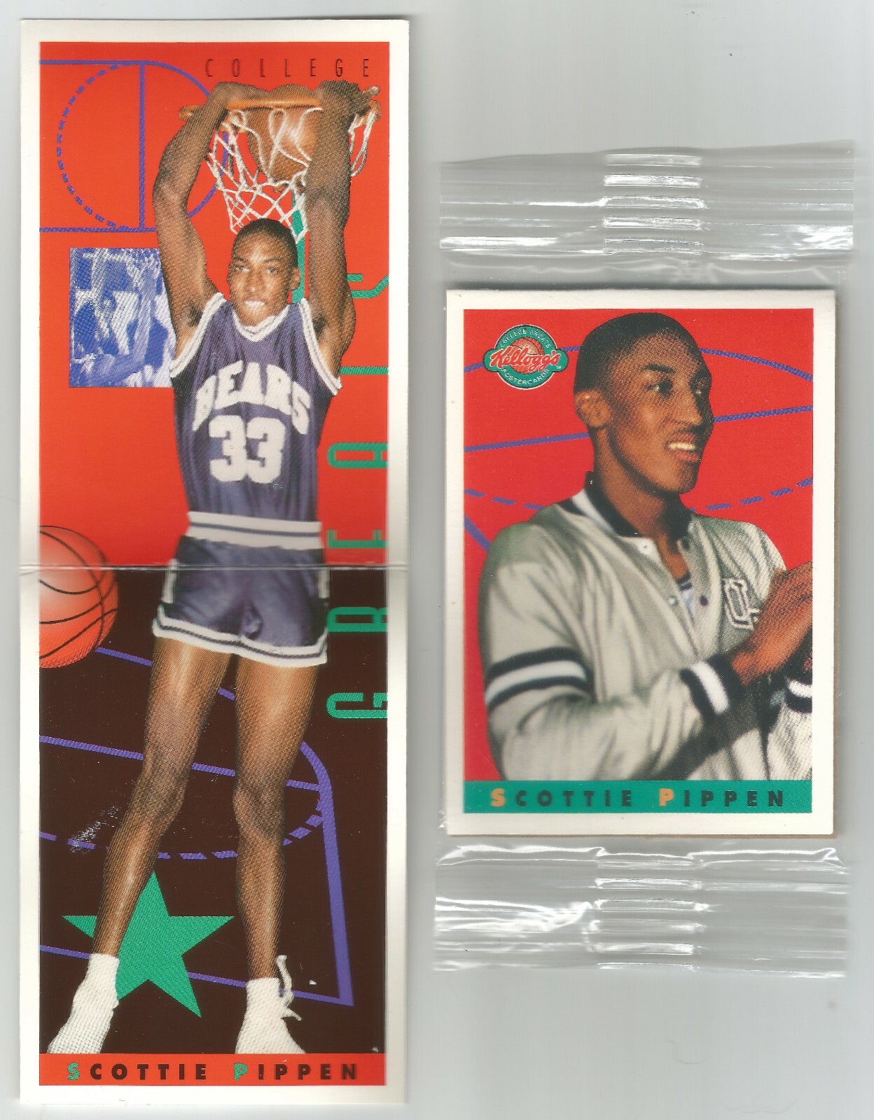 1993 SCOTTIE PIPPEN #8 ~ KELLOGG'S COLLEGE GREATS ~ NEW SEALED ~ FOLD-OUT CARD