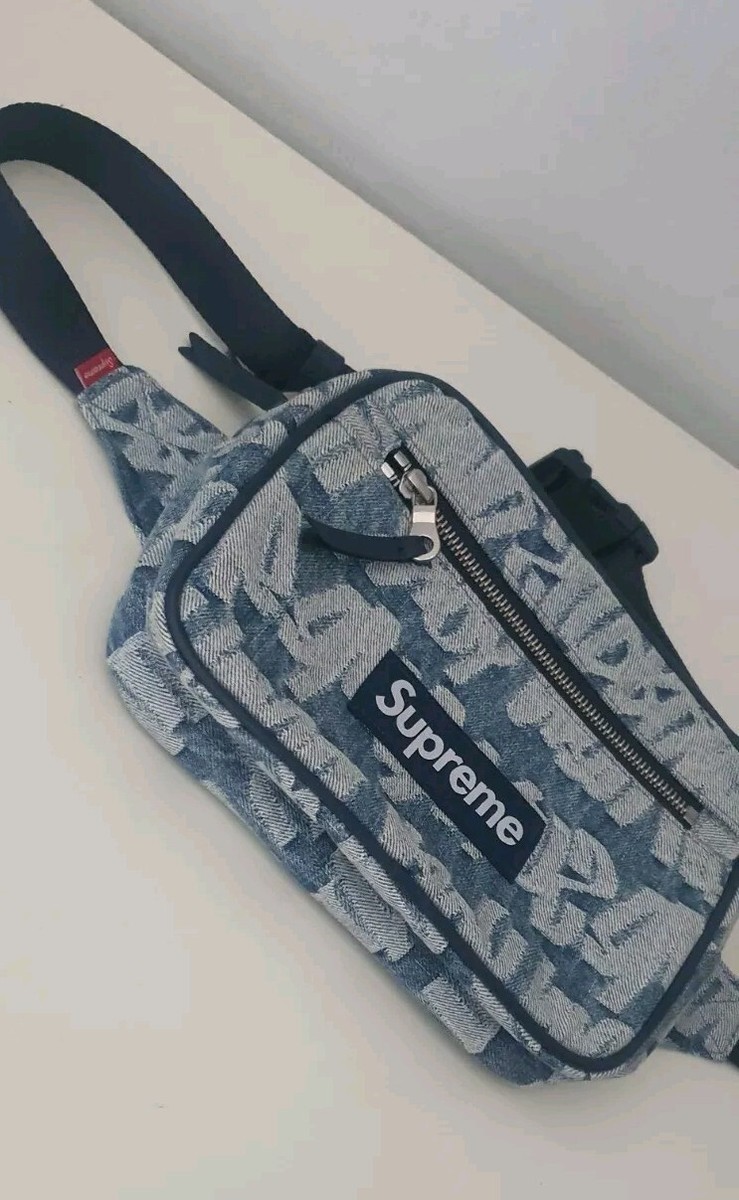 SS22 Supreme Fat Tip Jacquard Denim waist bag Blue Shoulder SS22 Supreme Fat Tip Jacquard Denim waist bag Blue Shoulder