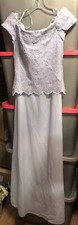 Vintage Cachet off the shoulder blue evening dress size 8 lace details