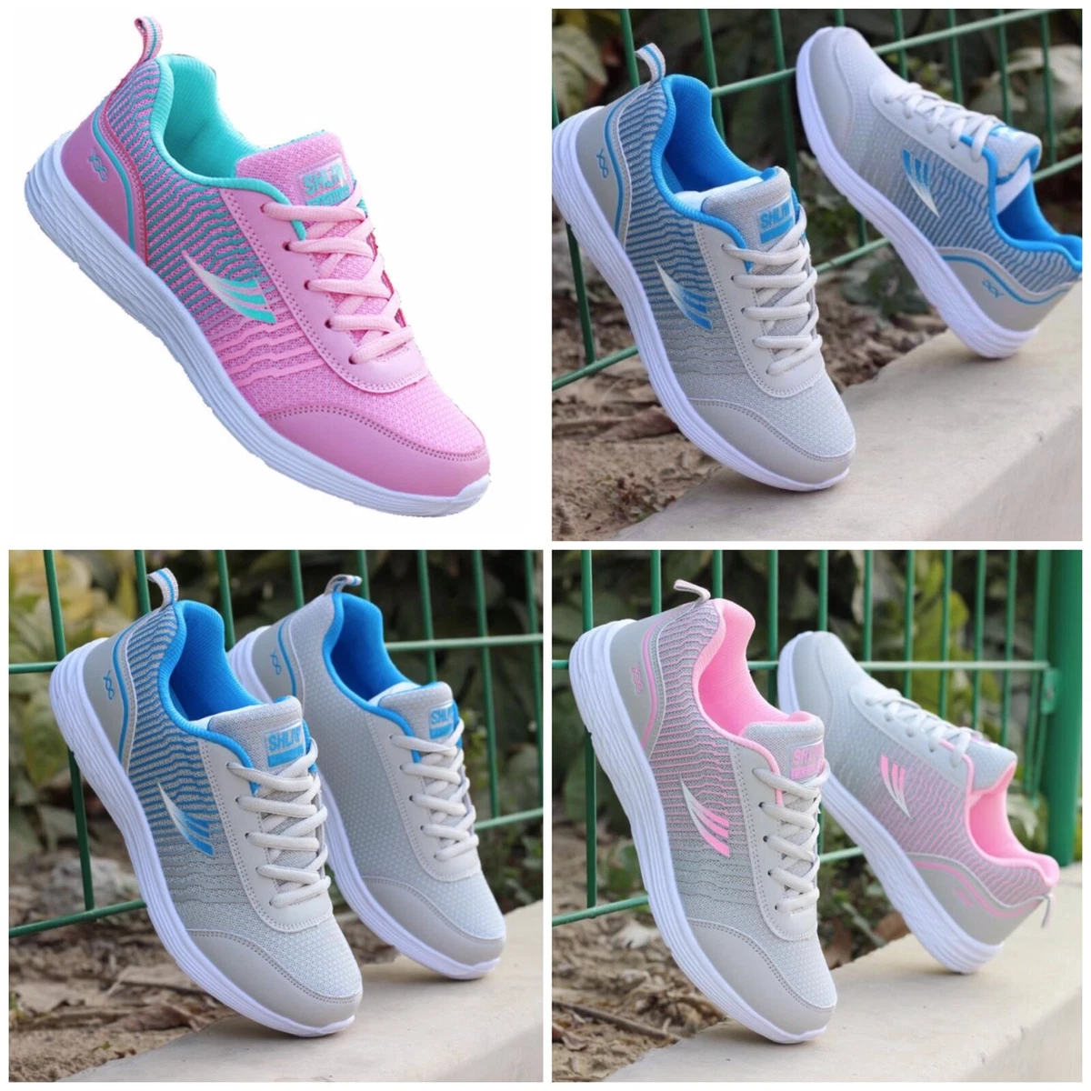 basket chaussure sneakers femme rose bleu gris sport run fitness