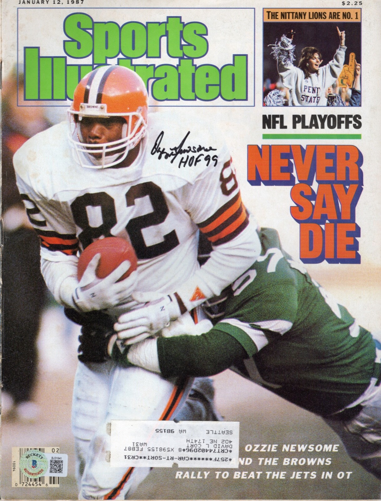 Ozzie Newsome Autographed Signed Cleveland Browns SPORTS ILLUSTRATED Beckett BAS 