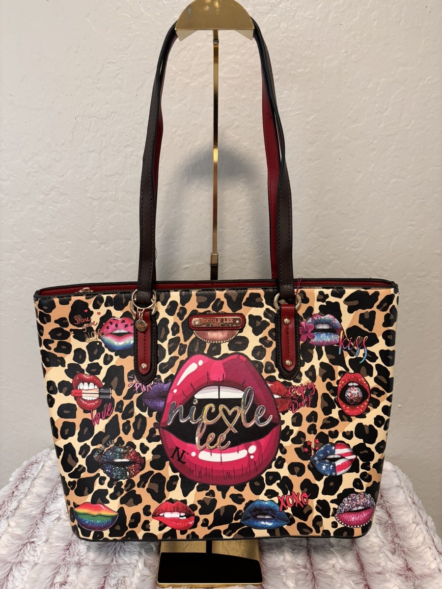 Nicole Lee USA 3 PIECE SET HANDBAGS “Wild Lips” Shopper, Mini