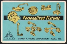 Vintage single playing card PERSONALIZED FIXTURES Sayco Stephen Young Flora IN