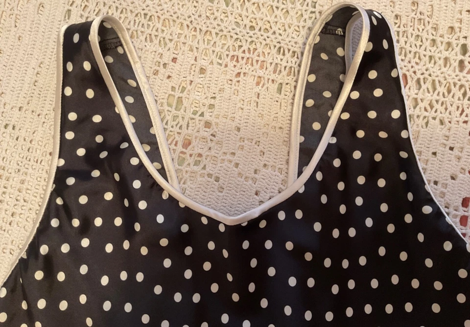 DE COLECCIÓN CALVIN KLEIN 2 PIEZAS TALLA MEDIANA JUEGO DE DORMIR CORTO Y TANQUE CAMI PUNTOS BLANCOS EN NEGRO EE. UU. Foto 3 de 4