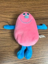 1993 Vintage Commonwealth Jelly Bean Plush Pink Blue Beanie Stuffed Animal -READ