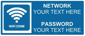 Personalised Custom Wifi Zone Free Wifi Notice Self Adhesive Vinyl Sticker