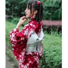 Women's Yukata, Kimono, Tailored, Washable, Cherry Blossom Pattern, 9 Piece