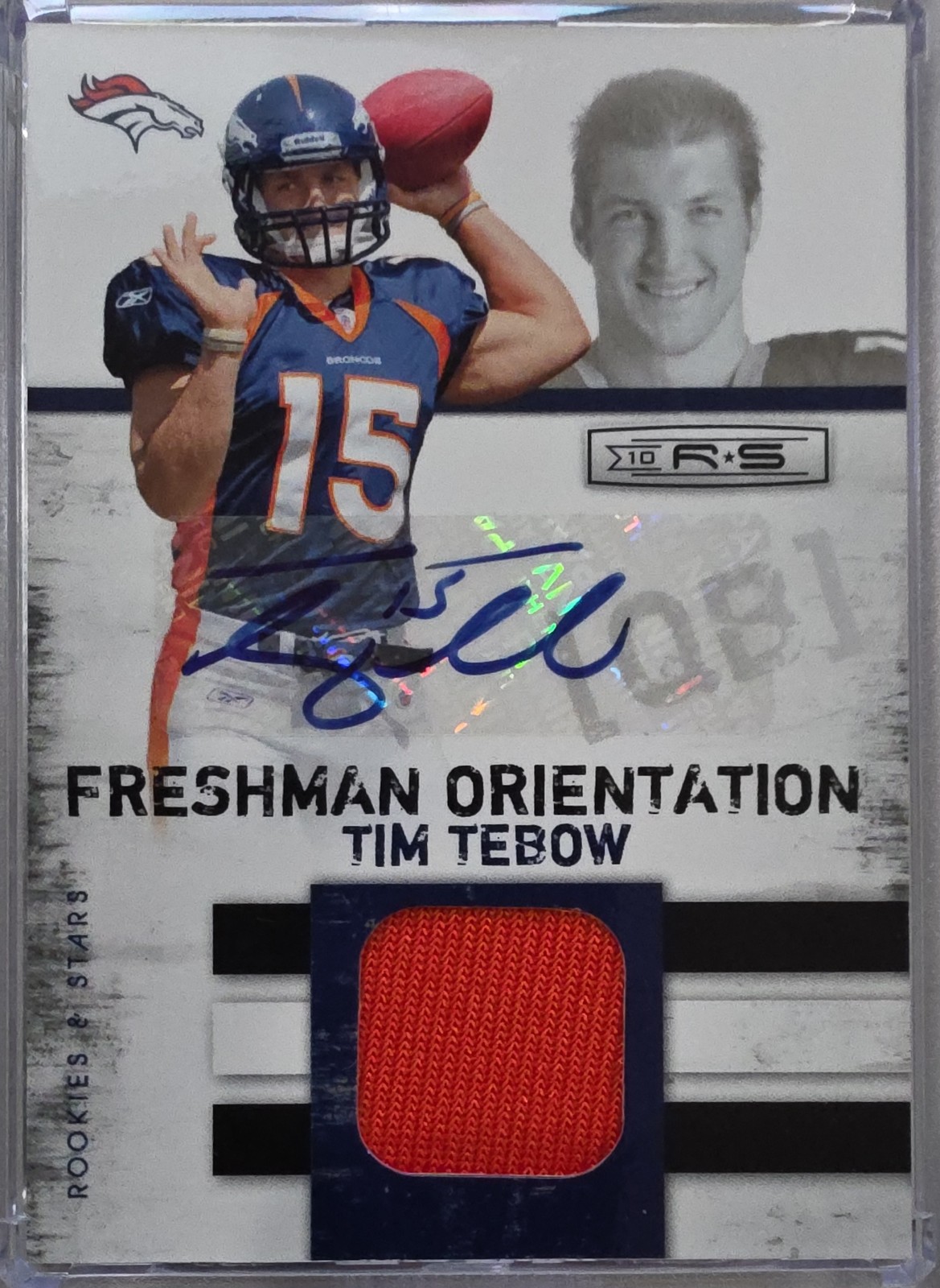 Tim Tebow Panini Rookies & Stars Freshman Orientation Jersey #15 Autograph