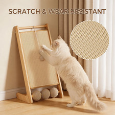 L-Shaped Sisal Cat Scratching Post W Hanging Ball Cats Scratch Pounce Durable