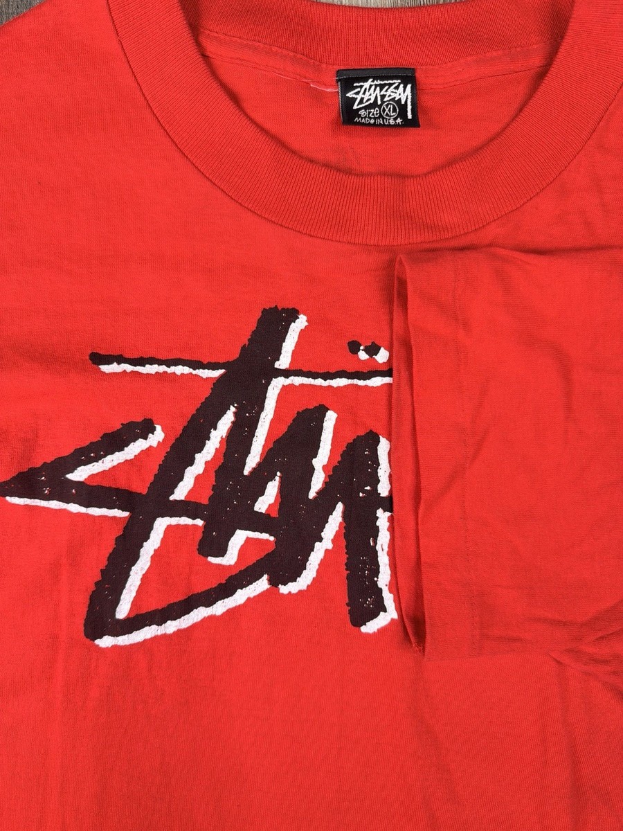 Vintage Stussy 90s Skate Single Stitch Rare Made in USA Red T