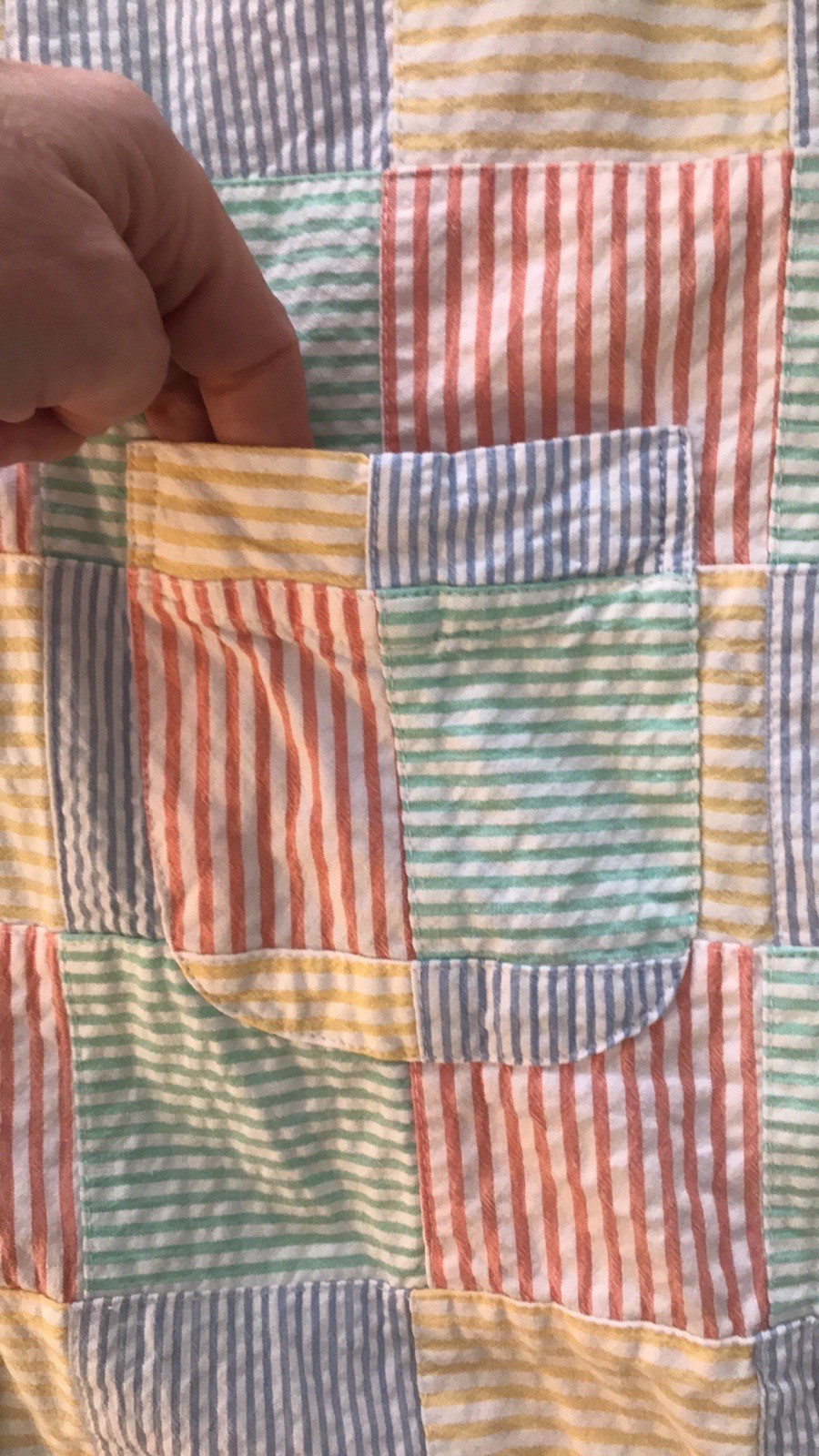 J. Crew Seersucker Patchwork Button Down Blue Yel… - image 4