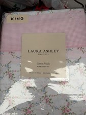 Laura Ashley Cotton Percale King Sheet Set Diane s Ditsy Pink Cottage Floral New
