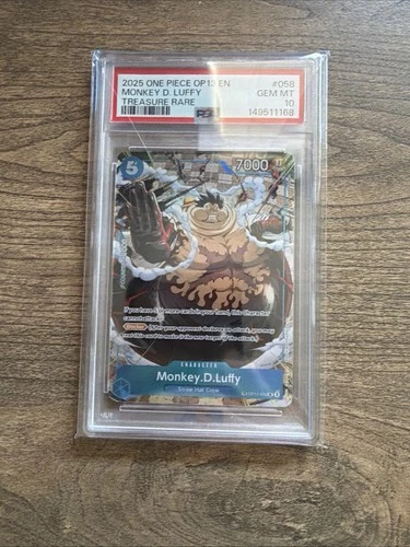 Monkey D. Luffy PSA 10 English One Piece OP11-058 2025 OP13 Treasure Rare Alt