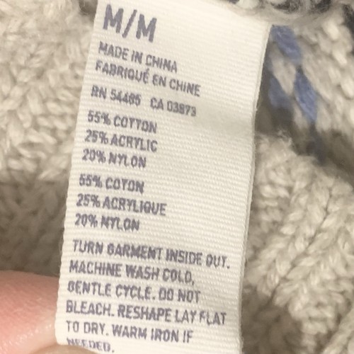 American Eagle Sweater Men MED Beige Blue Fair Isle Shawl Collar Heritage Dad - Picture 10 of 18