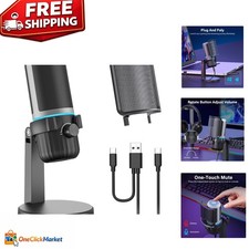 Professional Streaming Microphone with Built-in Headphone Jack  Volume Control