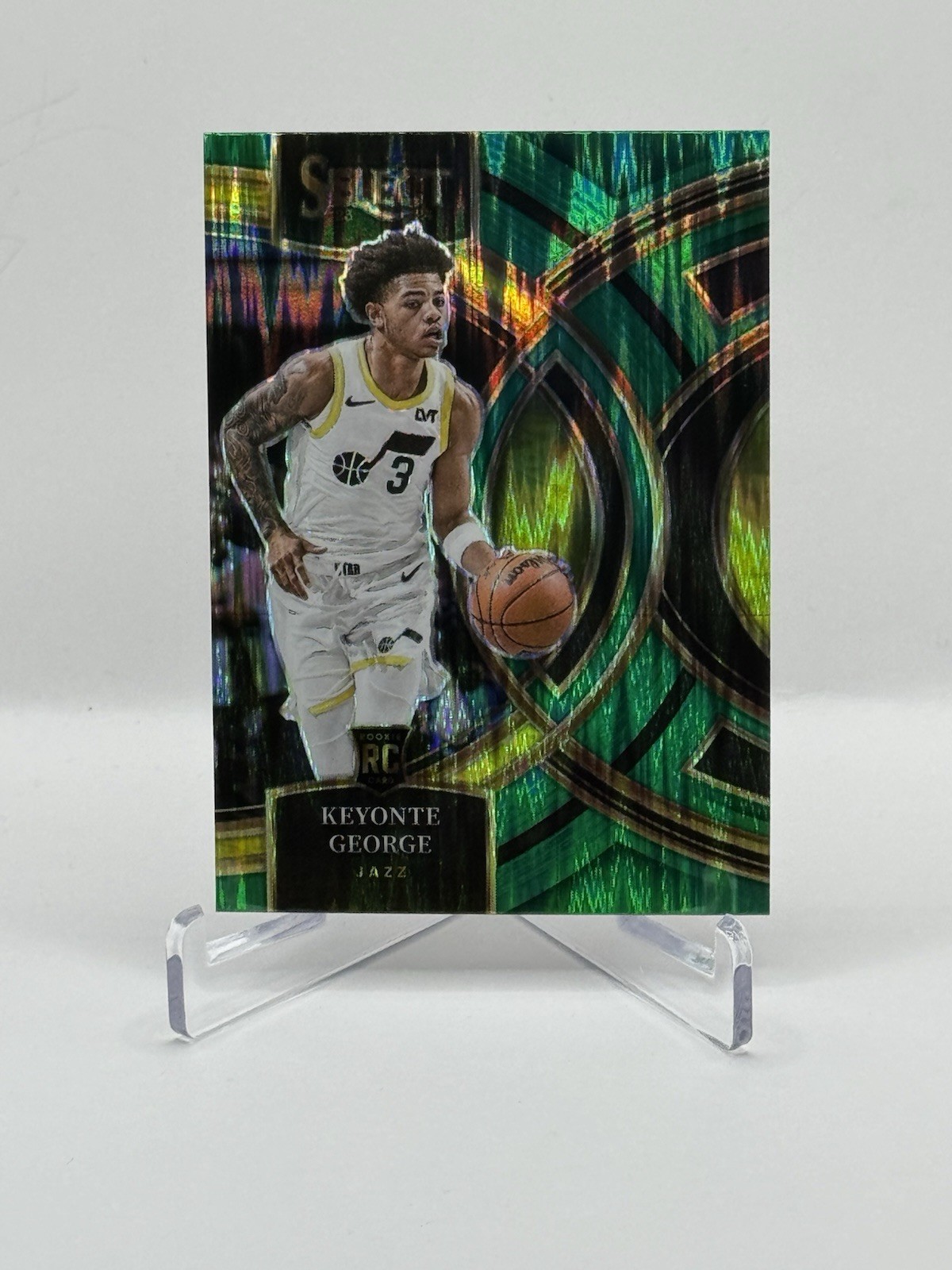 2023-24 Panini Select Keyonte George Green Shock Prizm RC Premier #109 Jazz