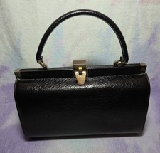 VTG Michels-Drew Black Handbag 50s 60s Mid-Century Red Lining Gold hardware