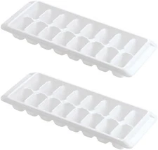 Ice Tray Easy Release White Ice Cube Trays, 16 Cube (Pack of 2) (2867-WHT-2)