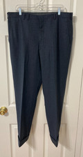 Vtg 1960s Blue on Gray Atomic Fleck Wool Drop Loop Trousers, Large Sz 38x30